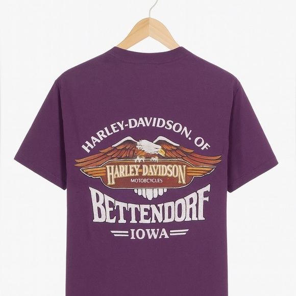 Jerzees Tops - Vintage 1983 Harley Davidson Bettendorf Iowa Purple T-Shirt Size Medium